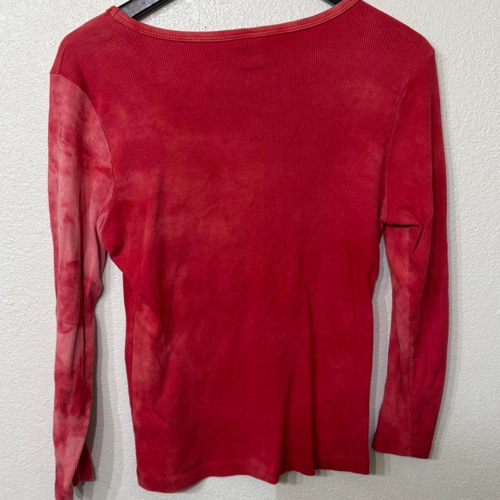 Red tie-dye long sleeve shirt with butterfly and diamond design - Picture 2 of 3